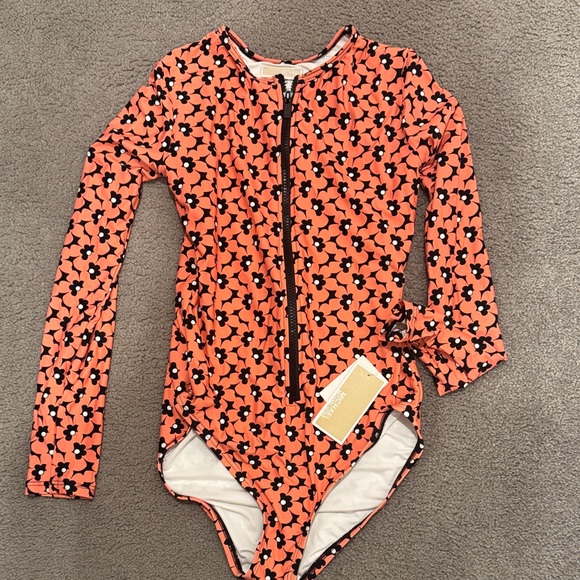 Michael kors Swimwear - Orange and Black Patterned Rashguard - Picture 1 of 5